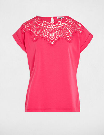 T-shirt manches courtes rose fushia femme