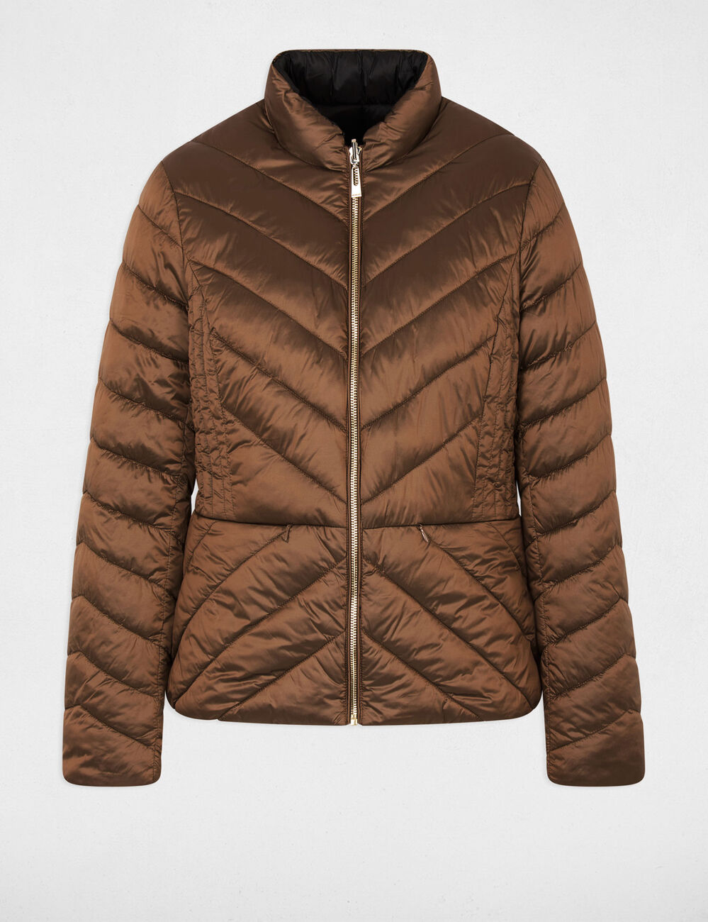 Doudoune r&eacute;versible satin&eacute;e couleur bronze femme