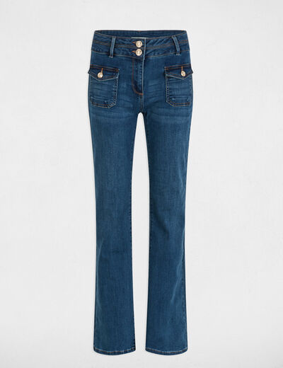 Bootcut Jeans Taschen Knöpfen stone denim damen