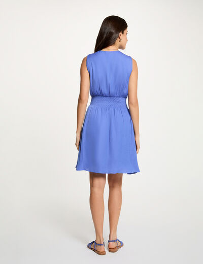 Robe courte droite fluide bleu lavande femme