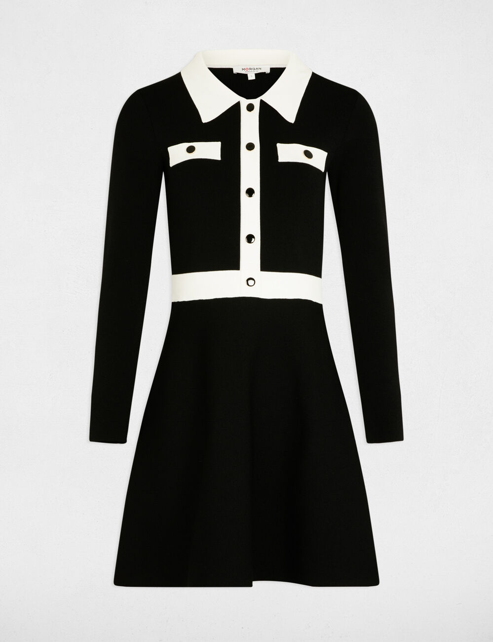 Kurzes Strickkleid in A-Linie schwarz damen