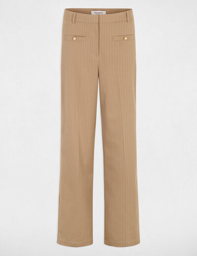 Pantalon droit taille haute taupe femme