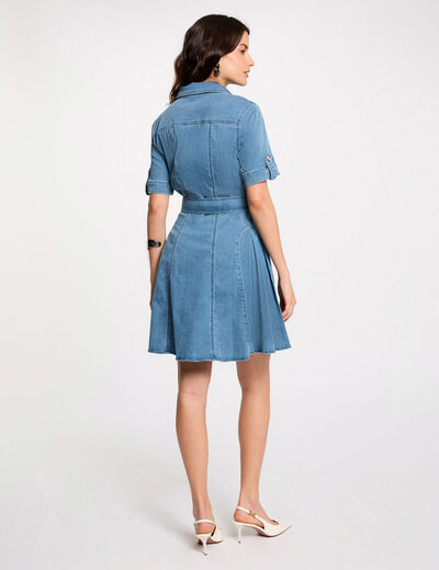 Kurzes Skater-Kleid aus Jeansstoff stone denim damen