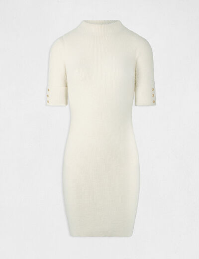 Figurbetontes kurzarmiges Pulloverkleid elfenbein damen