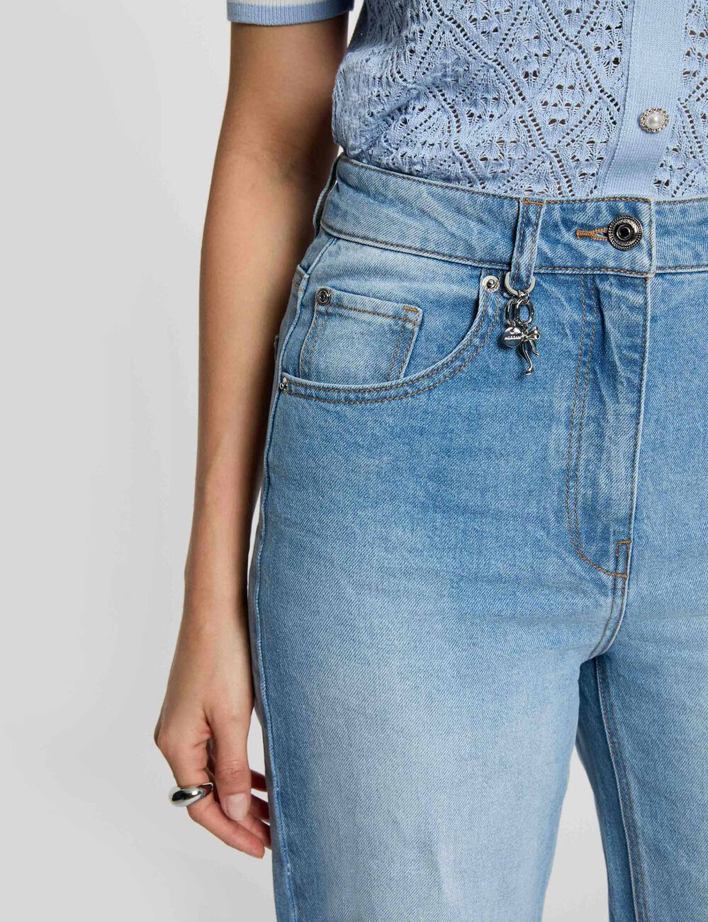 Weit geschnittene hochgeschnittene Hose double stone denim damen