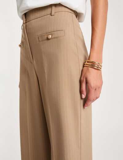 Pantalon droit taille haute taupe femme