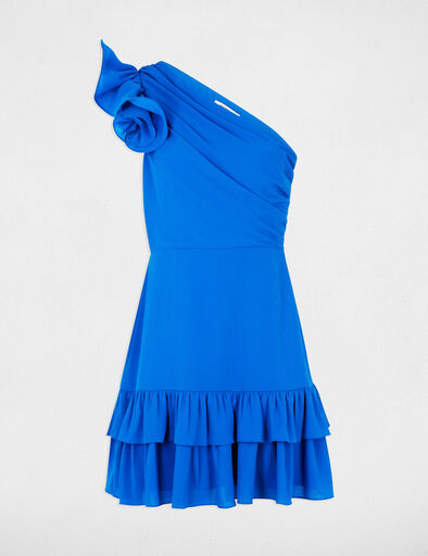 Kurzes Trapezkleid mit Volants elektrisch blau damen