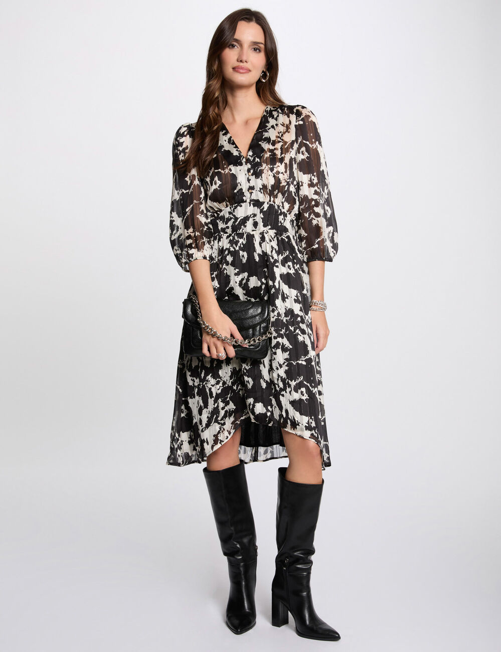 Bedrucktes Kleid in A-Linie mehrfarbig damen