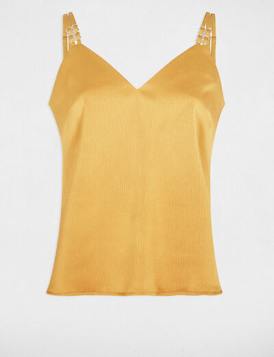 Satin-Top mit Trägern senfgelb damen