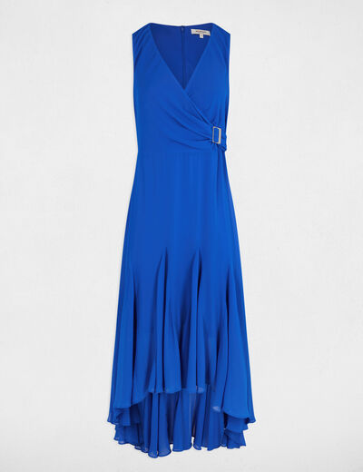 Robe midi droite fluide bleu electrique femme