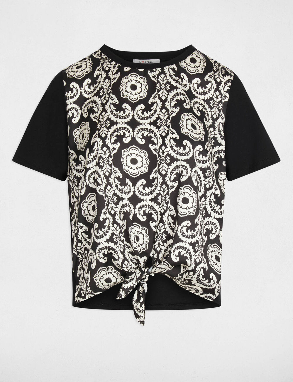 T-shirt cropped imprimé blanc femme
