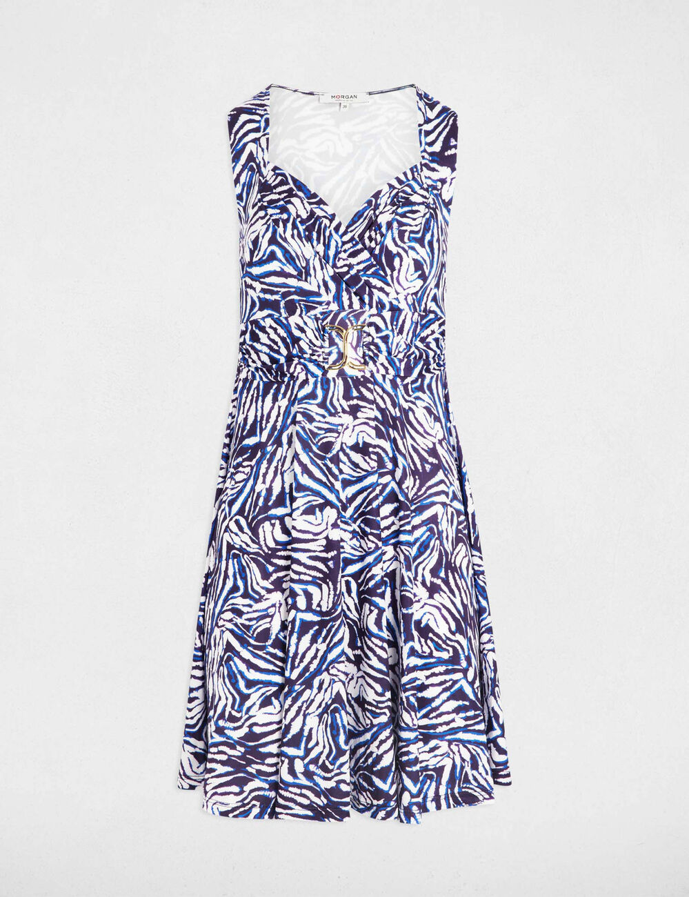 Robe courte évasée imprimée multicolore femme