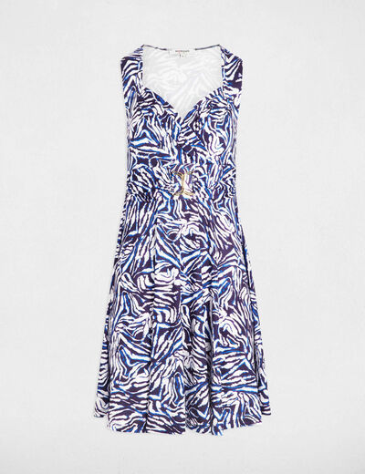 Robe courte évasée imprimée multicolore femme
