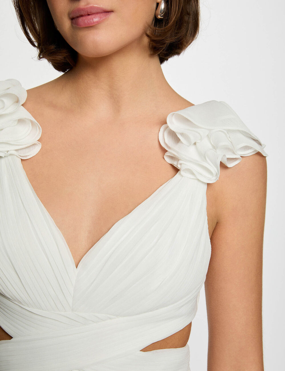 Langes, gerade fließendes Kleid weiss damen
