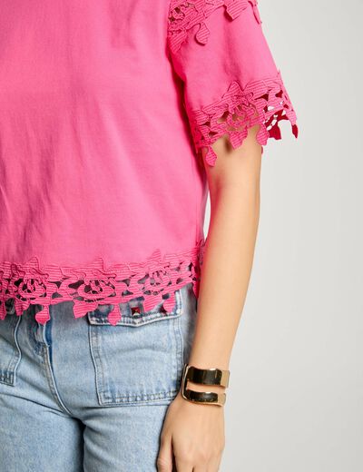 T-Shirt mit kurzen Ärmeln rosa damen