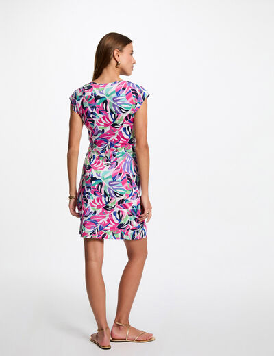 Robe courte ajustée imprimée multicolore femme