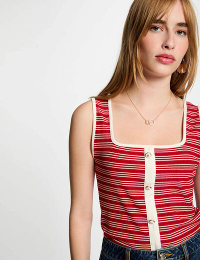 Gestreiftes ärmelloses Tanktop weiss damen