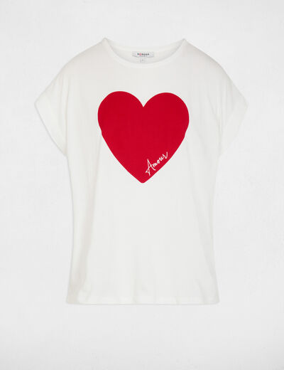 Gerades T-Shirt mit Schriftzug weiss damen