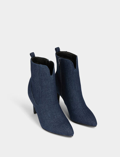 Stiefeletten mit Absatz aus Denim rohes denim damen