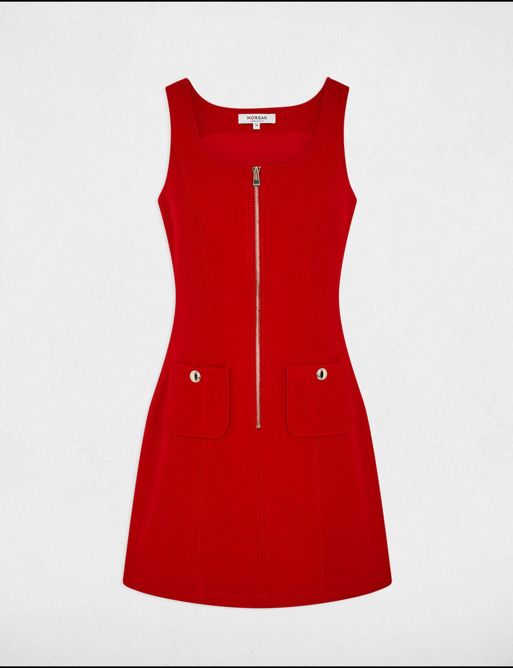 Kurzes Latzkleid mit Reißverschluss rot damen