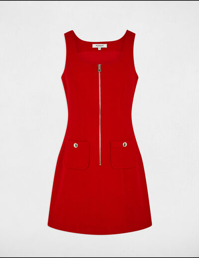 Kurzes Latzkleid mit Reißverschluss rot damen