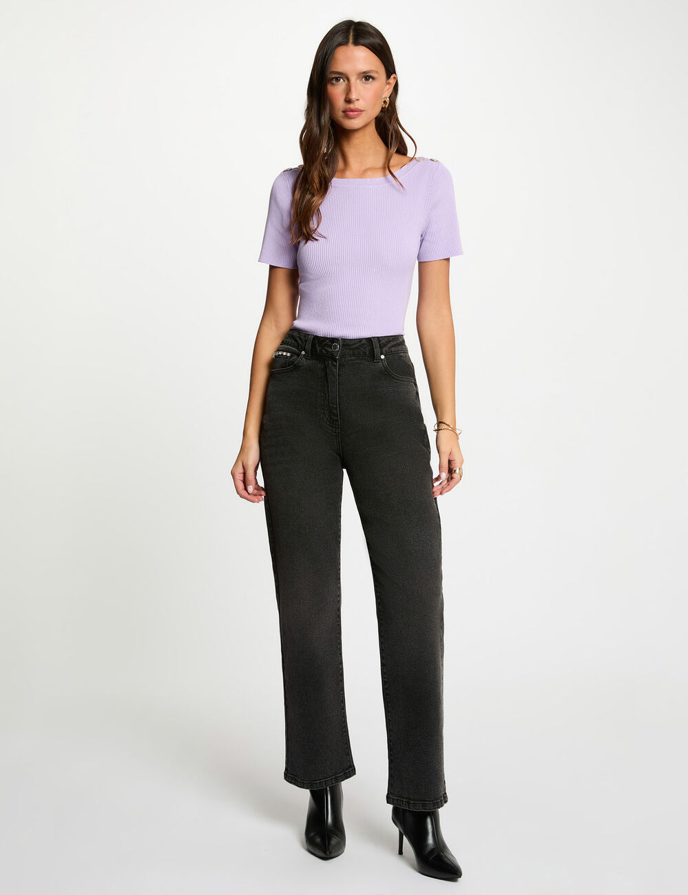 Pullover mit U-Boot-Ausschnitt mauve damen