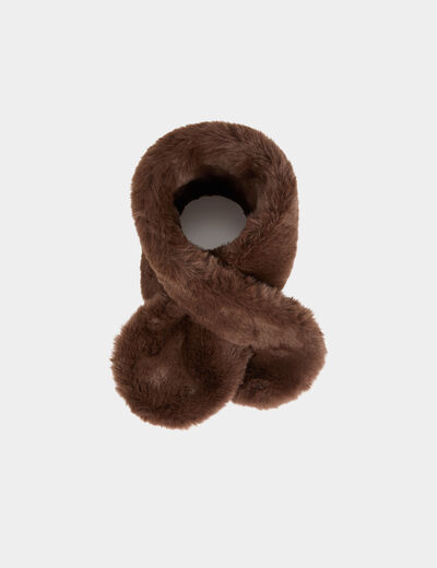 &Eacute;charpe fausse fourrure marron fonc&eacute; femme