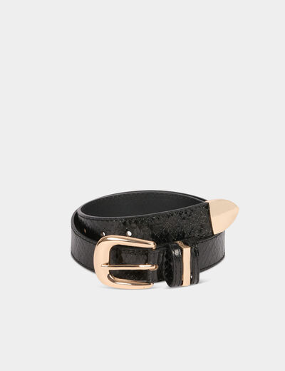 Ceinture effet animalier noir femme