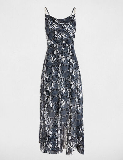 Robe longue fluide imprimée multicolore femme