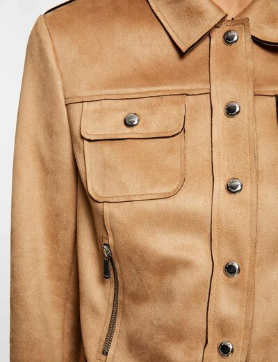 Wildlederblouson mit Knöpfen kamel damen