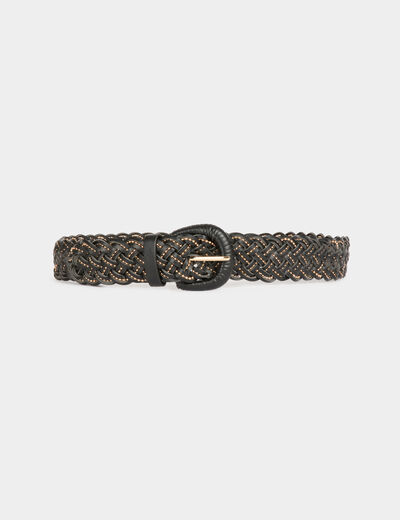 Ceinture tressée noir femme