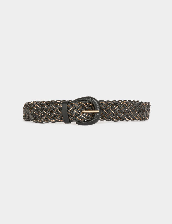 Ceinture tressée noir femme