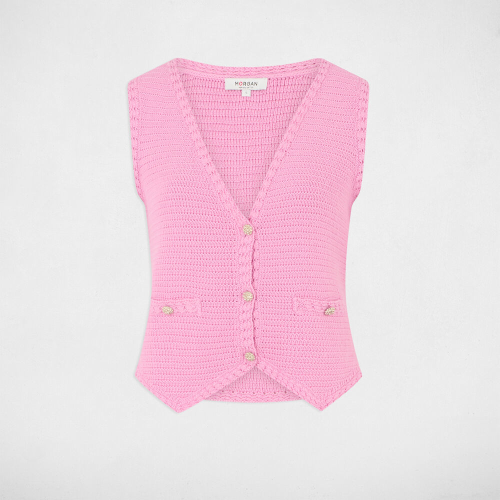 Ärmellose Strickweste rosa damen