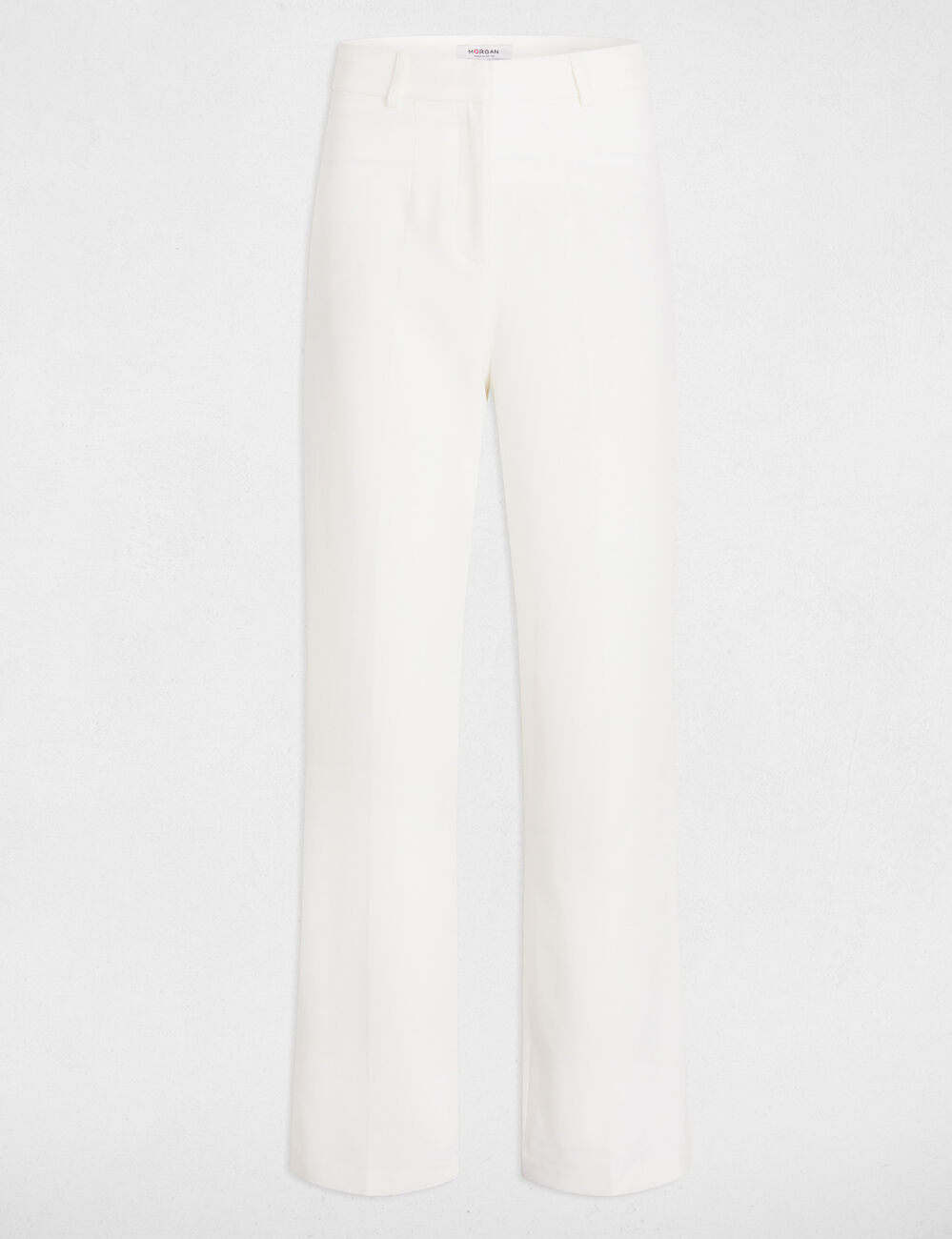 Pantalon droit à pinces blanc femme