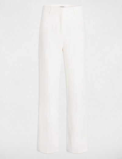 Pantalon droit à pinces blanc femme