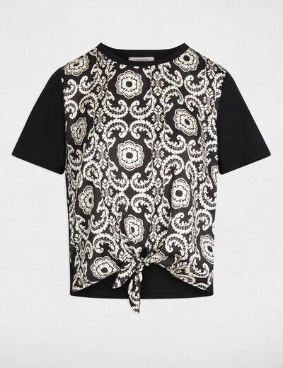 T-shirt cropped imprimé blanc femme