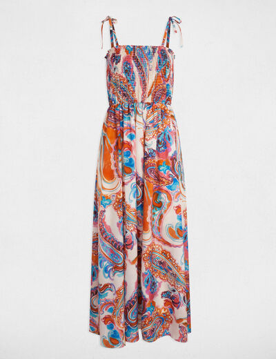 Robe longue droite imprimée multicolore femme