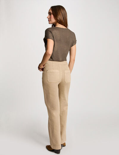 Weite Hose mit Zierknöpfen marron clair damen