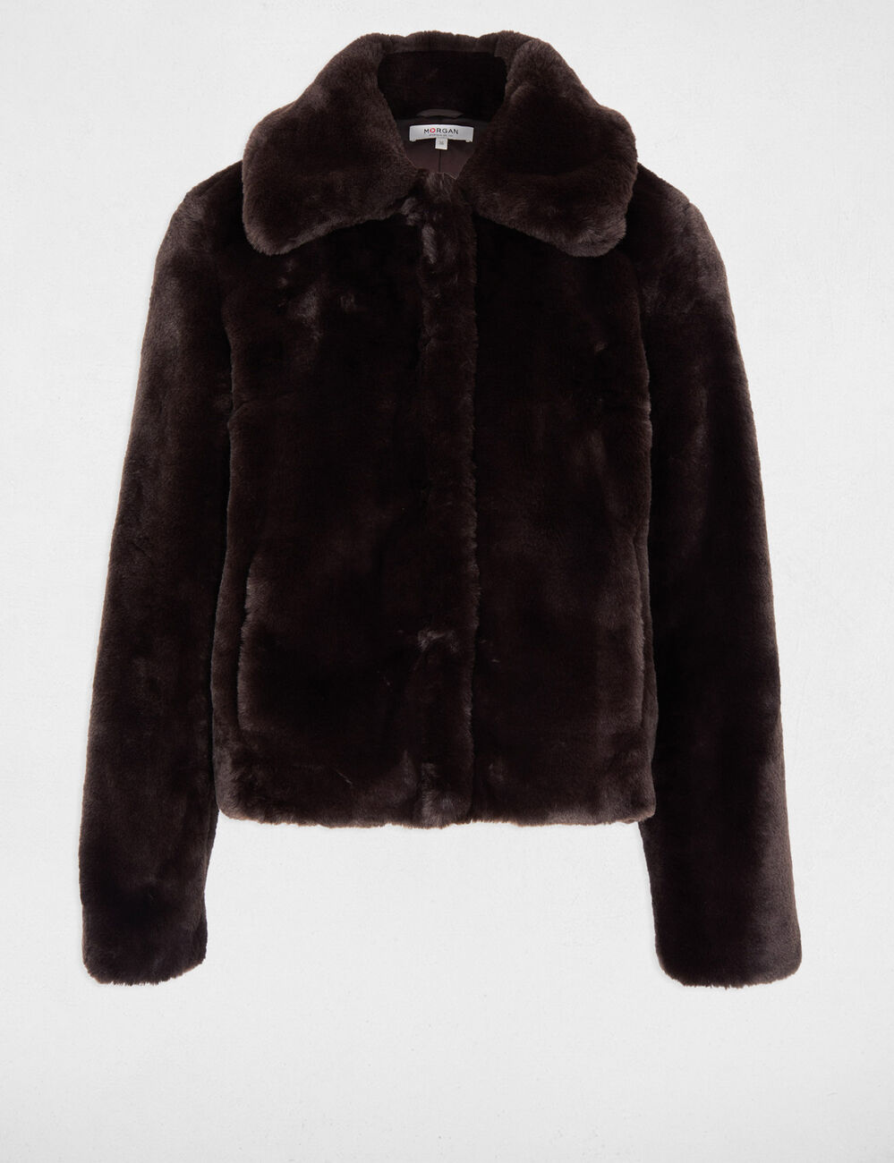 Kurze Jacke aus Kunstfell dunkelbraun damen