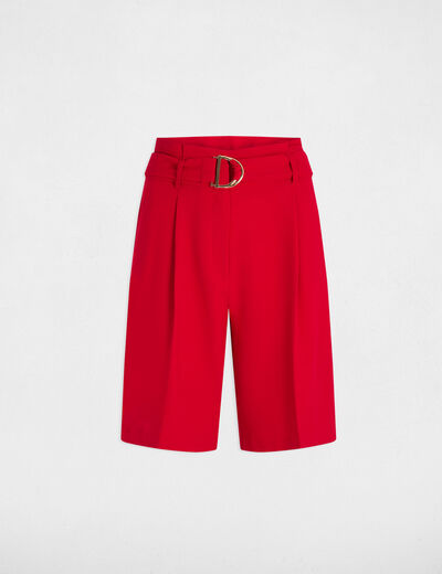 Bermuda droit à pinces rouge femme