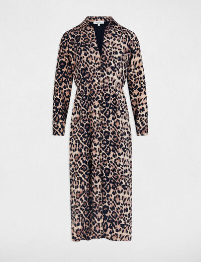 Robe longue ajustée imprimée multicolore femme