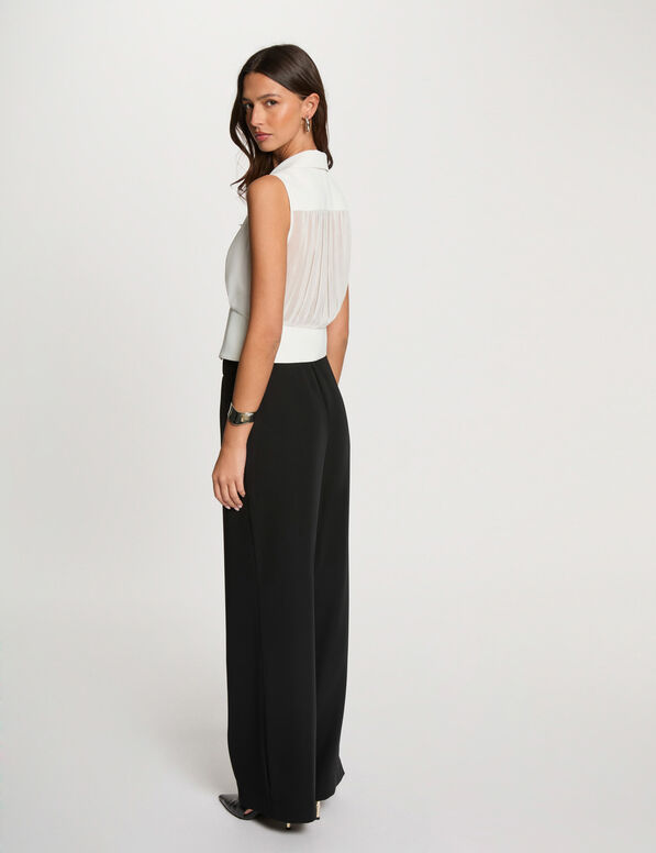 Top plissé sans manches blanc femme