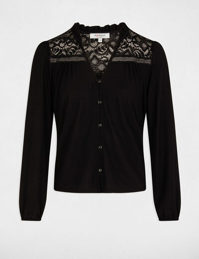 Langarm-T-Shirt schwarz damen