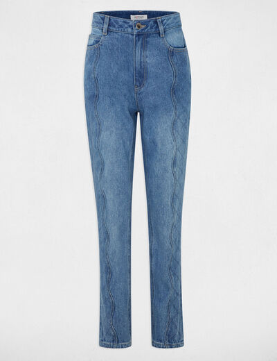 Jeans slim détails matelassés denim stone femme