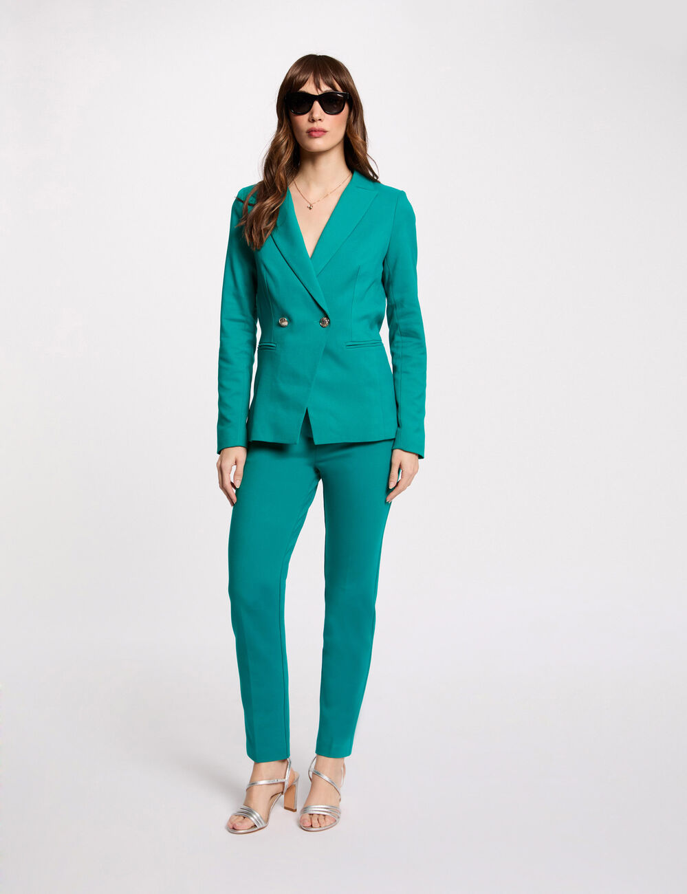Geknöpfter taillierter Blazer türkisblau damen