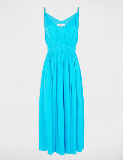 Midi-Gerade, plissiertes Kleid himmelblau damen