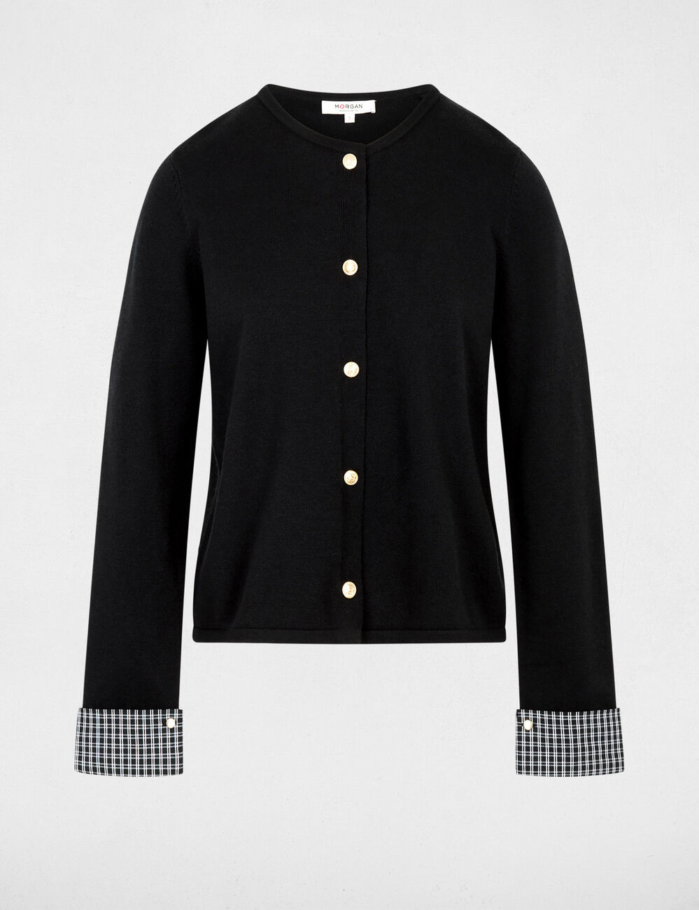 Strickjacke mit Rundhalsausschnitt schwarz damen