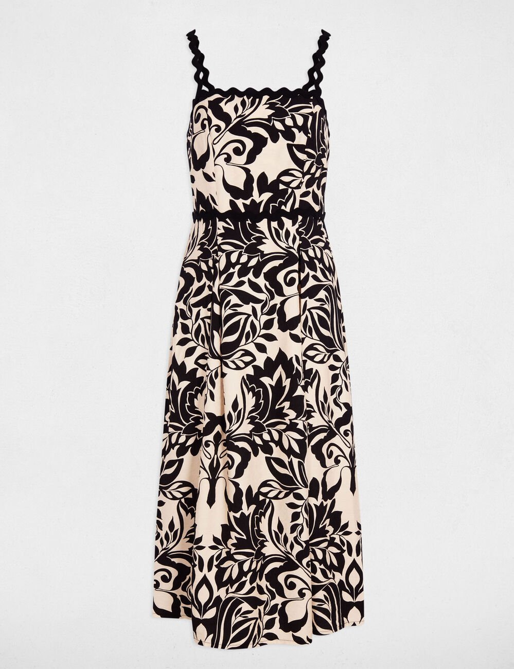 Midikleid mit quadratischem Ausschnitt schwarz damen