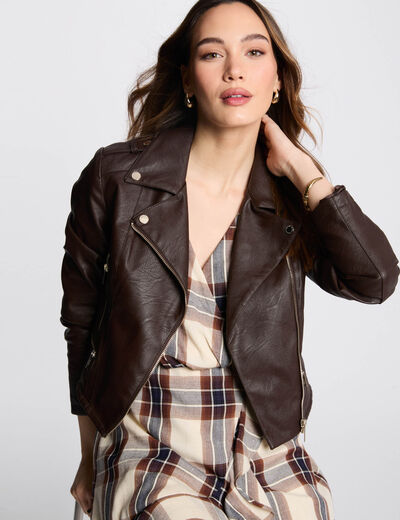 Gerader Blouson mit Reverskragen dunkelbraun damen