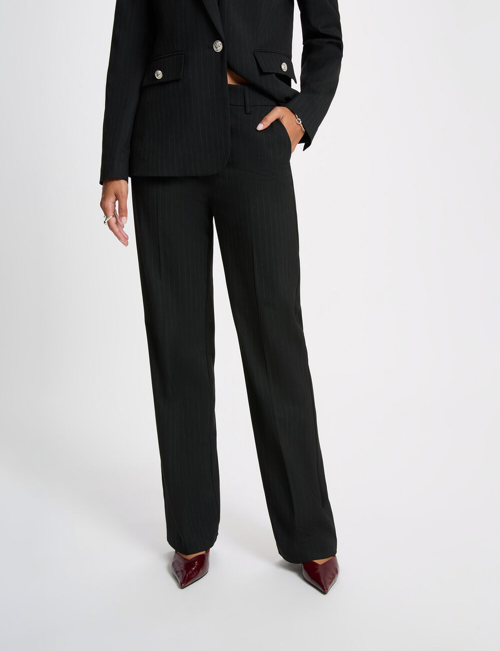 Gerade hochgeschnittene Hose schwarz damen